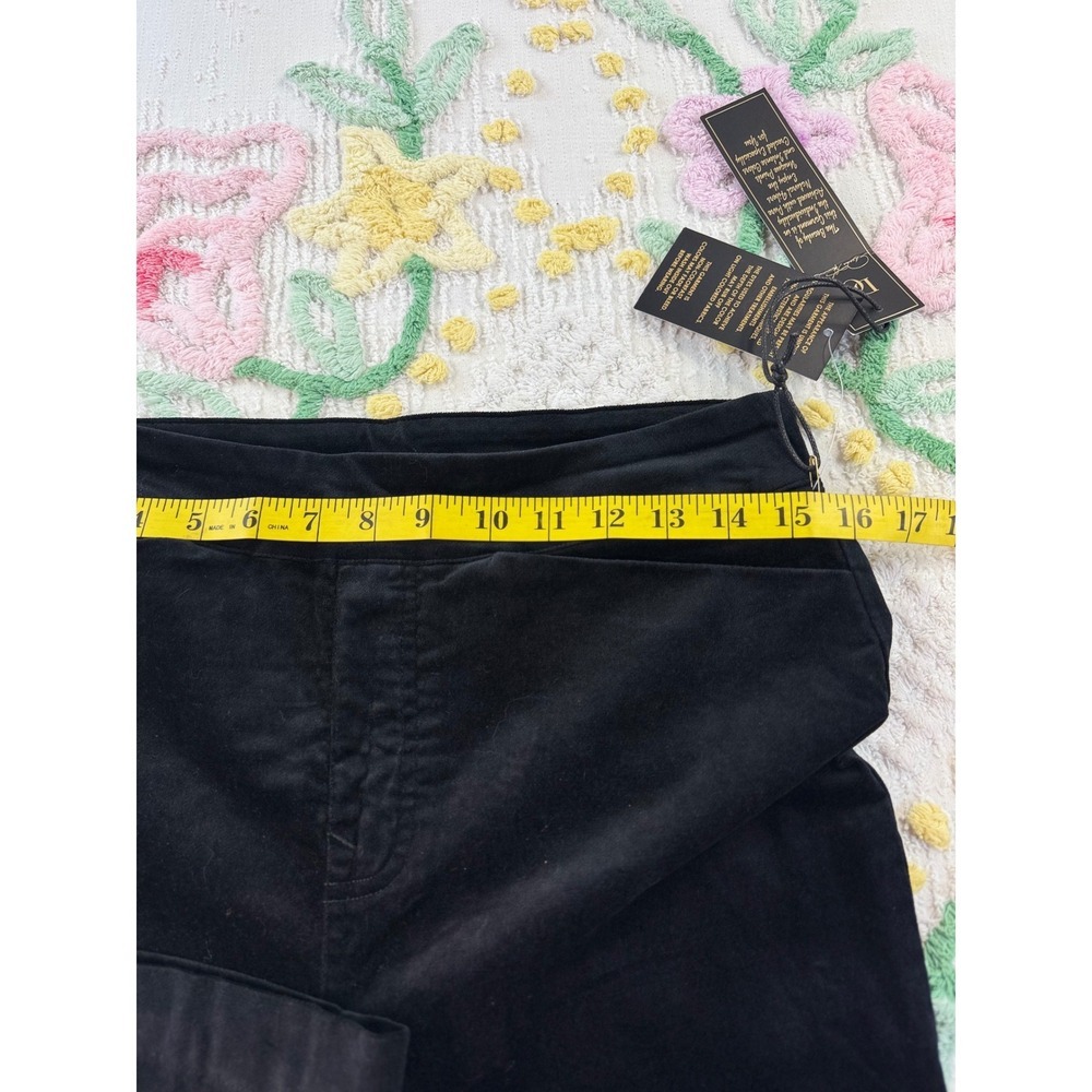 DG2 Diane Gilman Black Velvet Moleskin Wide Leg Trousers Pants‎ Size 8 NWT - Picture 3 of 7